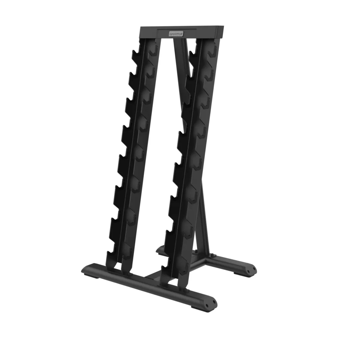Precor VBR 6809 Vertical 8 Pair Dumbbell Rack commercial gym equipment – manufacturer three-quarter product photo