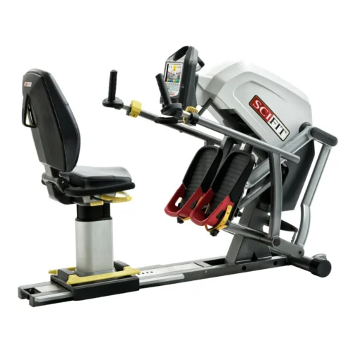 SCIFIT StepOne recumbent stepper with premium seat, angled view