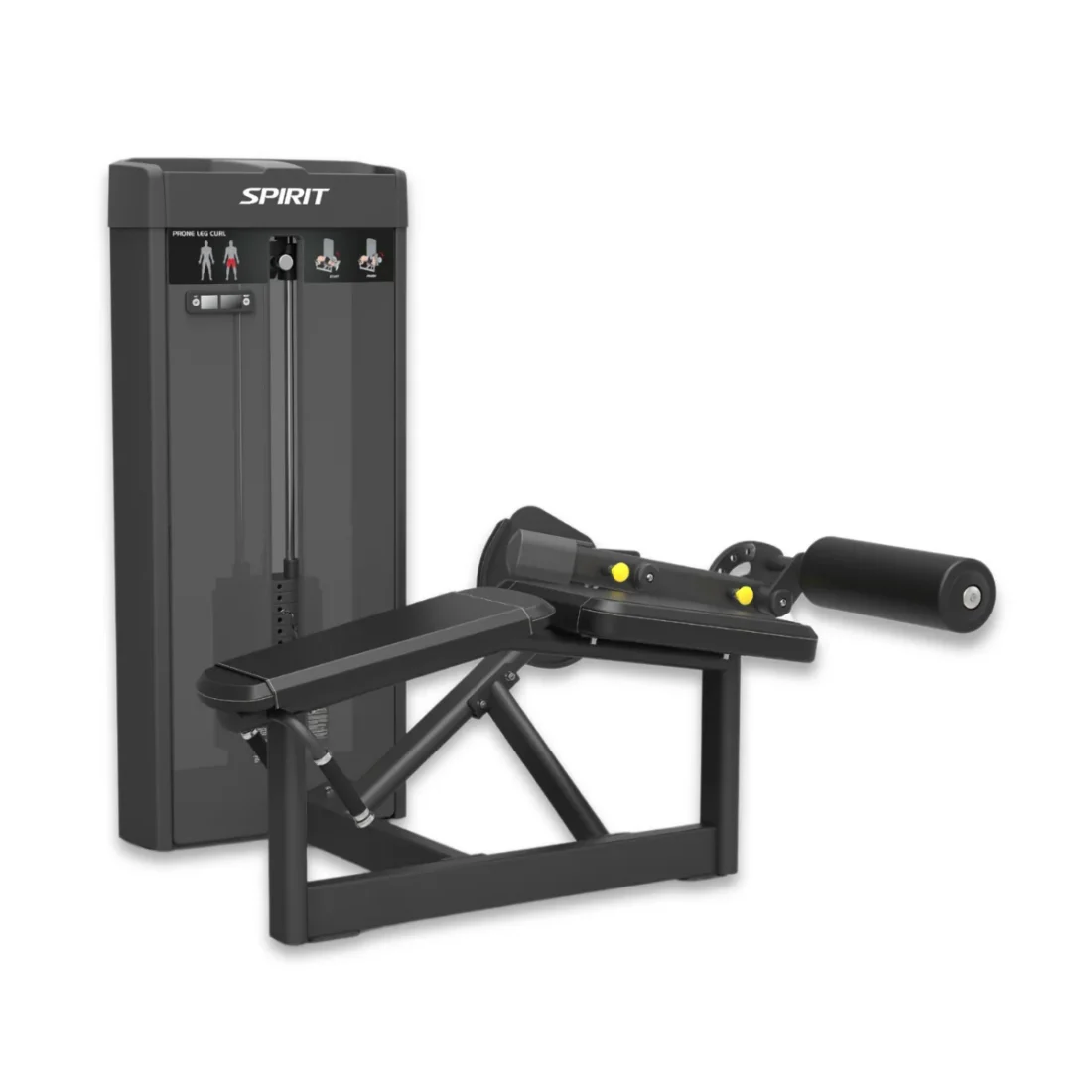 Spirit Fitness Selectorized Prone Leg Curl (CSS-PRLC) commercial selectorized strength machine with enclosed weight stack