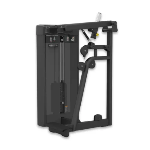 Spirit Fitness Selectorized Standing Calf Extension (CSS-SCEX) commercial selectorized strength machine with enclosed weight stack
