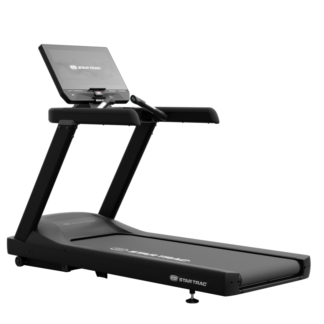 Star Trac 6TR commercial treadmill with 16-inch Apex HD touchscreen, front three-quarter view