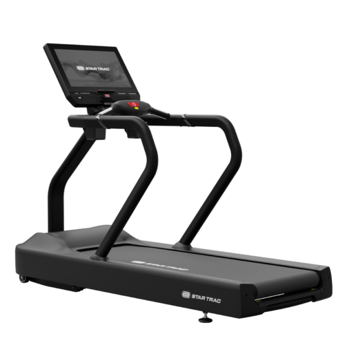 Star Trac 8TR commercial treadmill with 24-inch Apex HD touchscreen, front three-quarter view