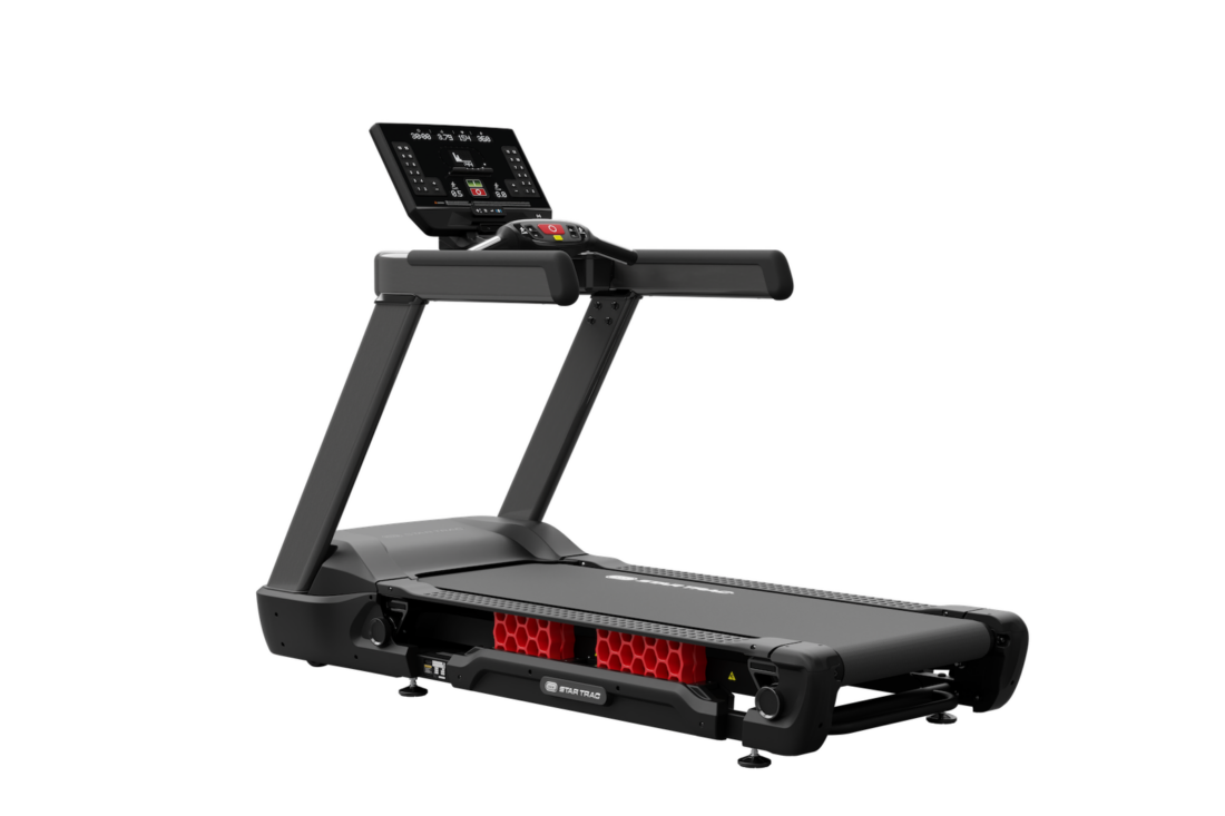Star Trac FreeRunner 10TRx treadmill with Apex LED display, angled view