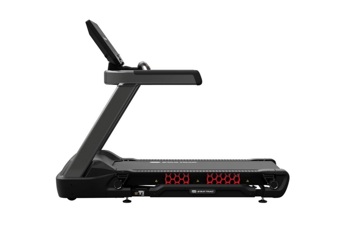 Star Trac FreeRunner 10TRx treadmill with Apex HD touchscreen, left side profile
