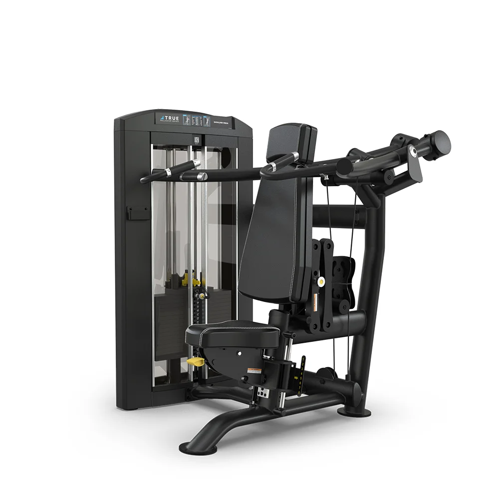 TRUE Palladium SPL-0700 Shoulder Press commercial selectorized strength machine, matte black, front view