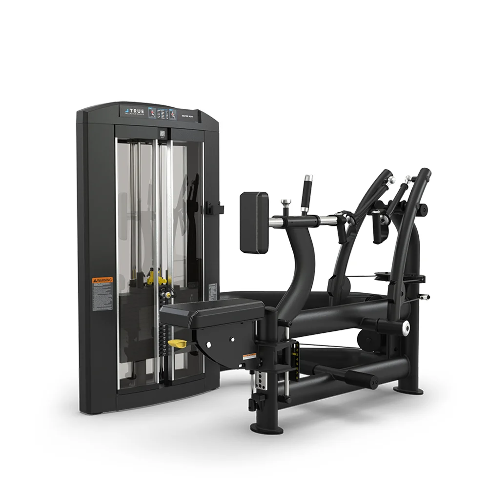 TRUE Palladium SPL-1200 Seated Row commercial selectorized strength machine, matte black, front view