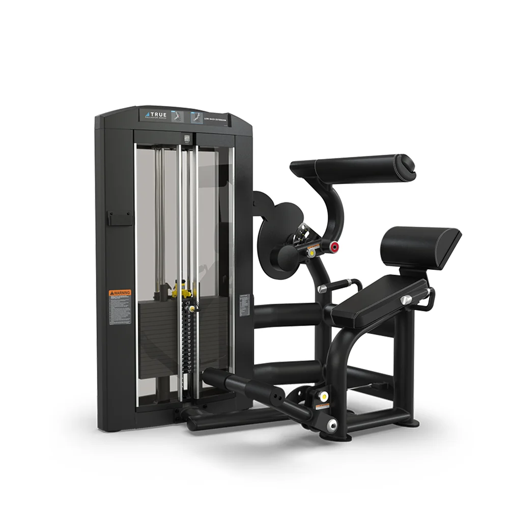 TRUE Palladium SPL-1300 Low Back Extension commercial selectorized strength machine, matte black, front view