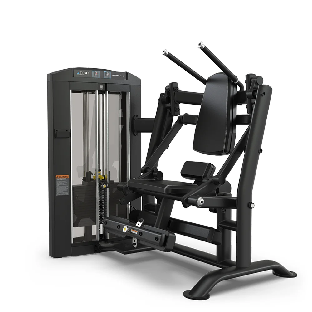TRUE Palladium SPL-1400 Knee Raise / Ab Crunch commercial selectorized strength machine, matte black, front view