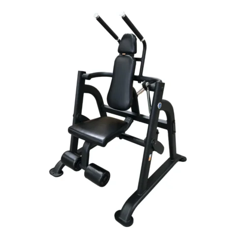 The Abs Company Vertical Crunch core machine, black frame, front three-quarter studio view