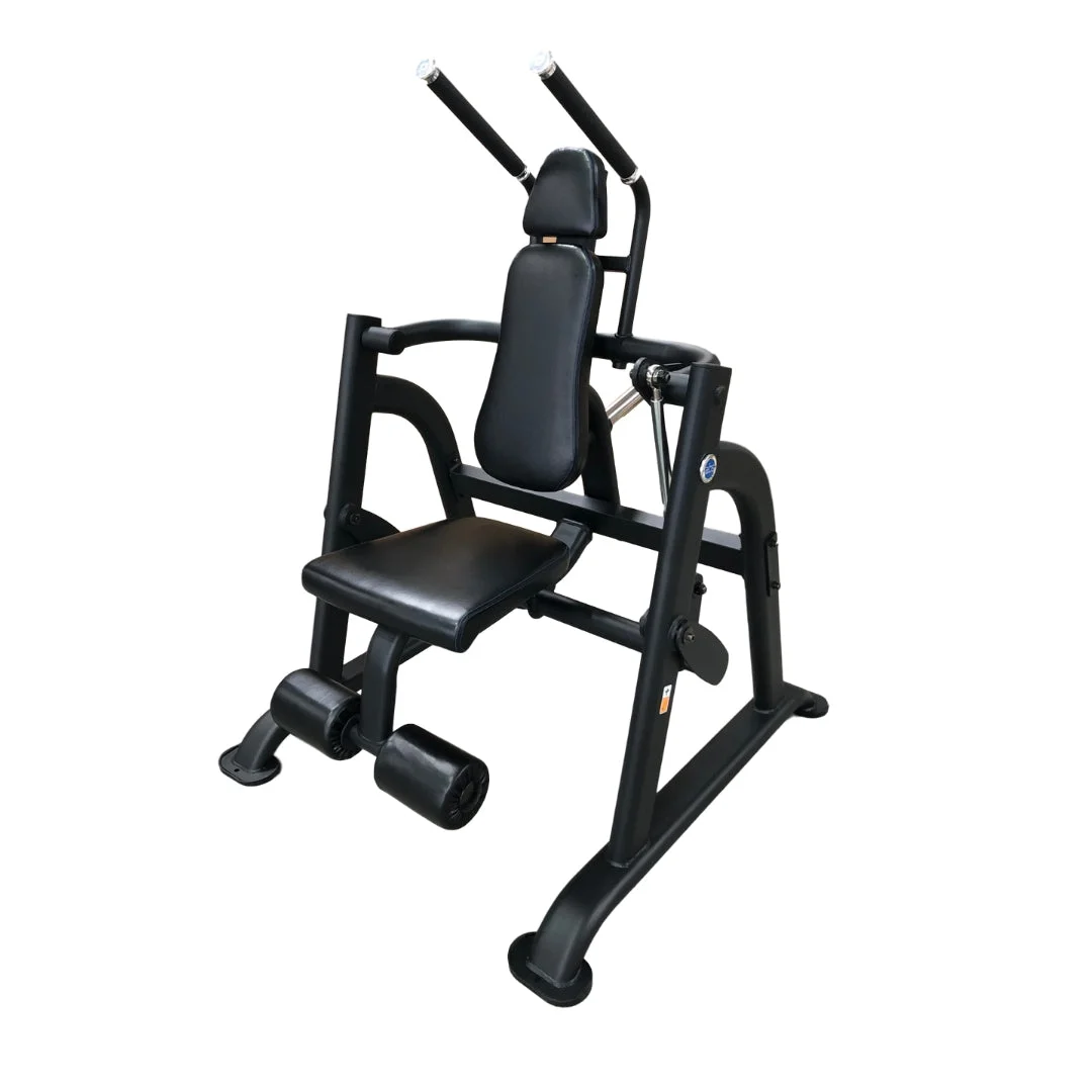 The Abs Company Vertical Crunch core machine, black frame, front three-quarter studio view