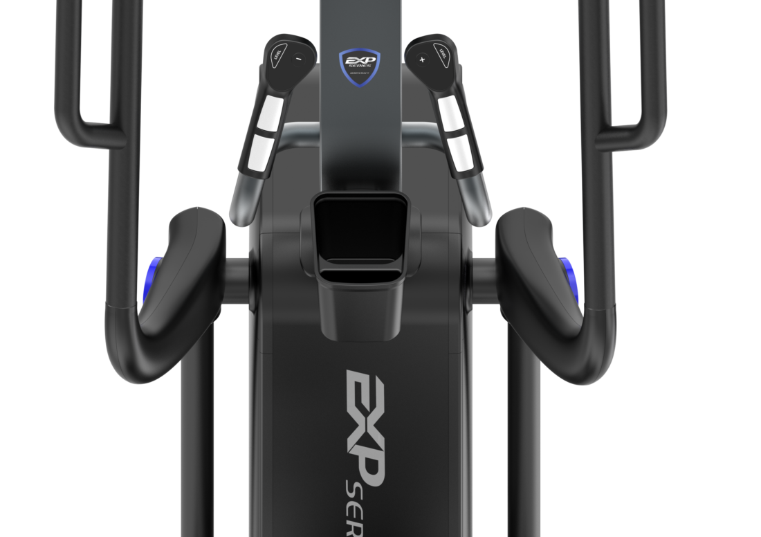 BodyCraft E900 elliptical multi-grip handlebars and console mast close-up