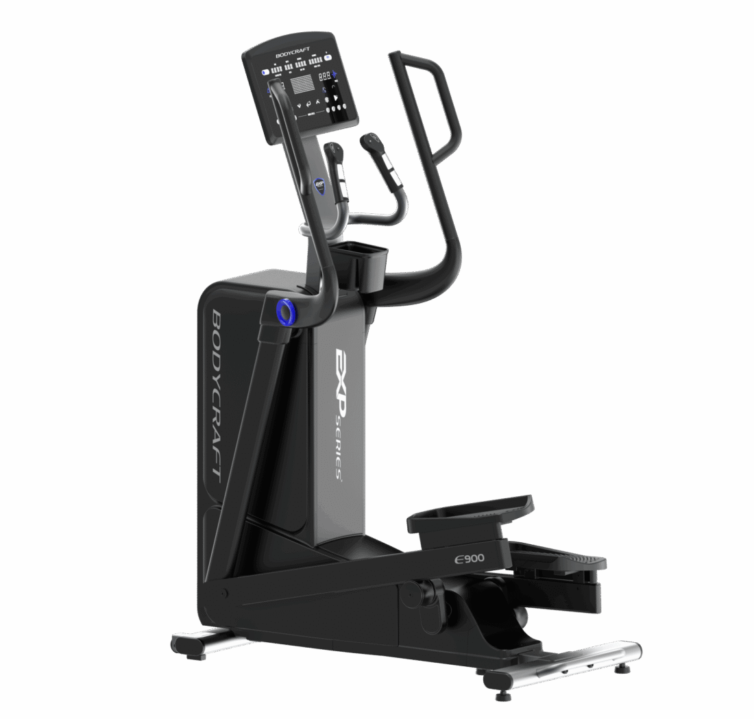 BodyCraft E900 elliptical with Touch LED console, three-quarter view