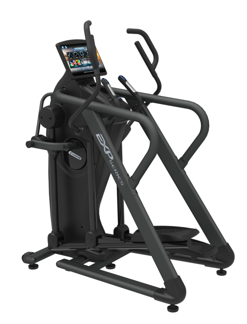 BodyCraft E1200VS elliptical with 16-inch touchscreen console, side view