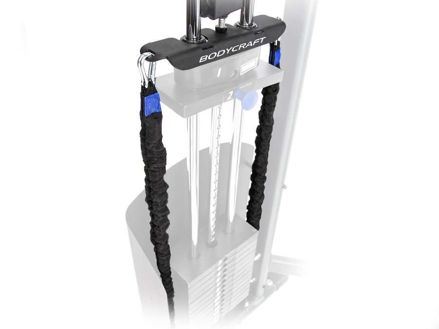 BodyCraft ST-1 Speed Trainer power bands installed on a single-stack gym