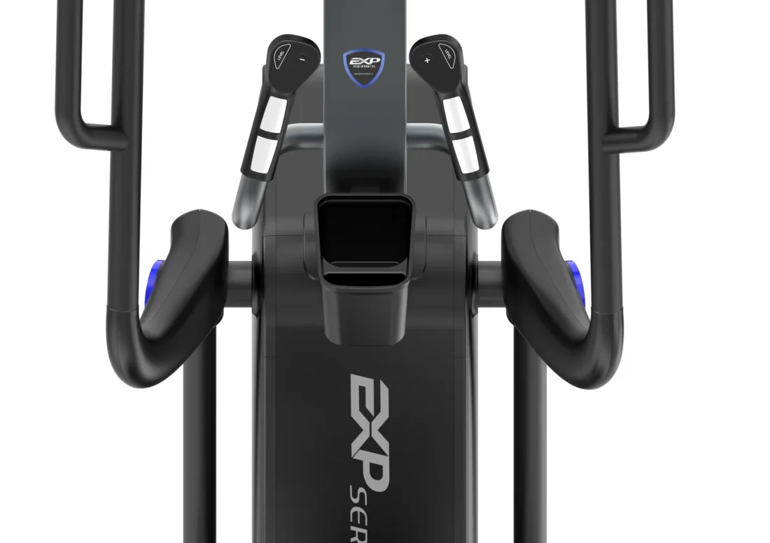 BodyCraft E900 elliptical multi-grip handlebars and console mast close-up
