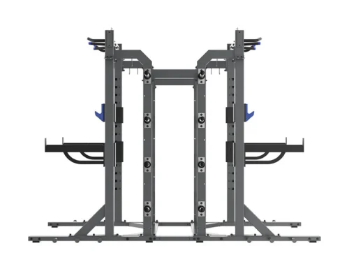 Two BodyCraft EXP CHR Half Racks joined back to back with the rear connector