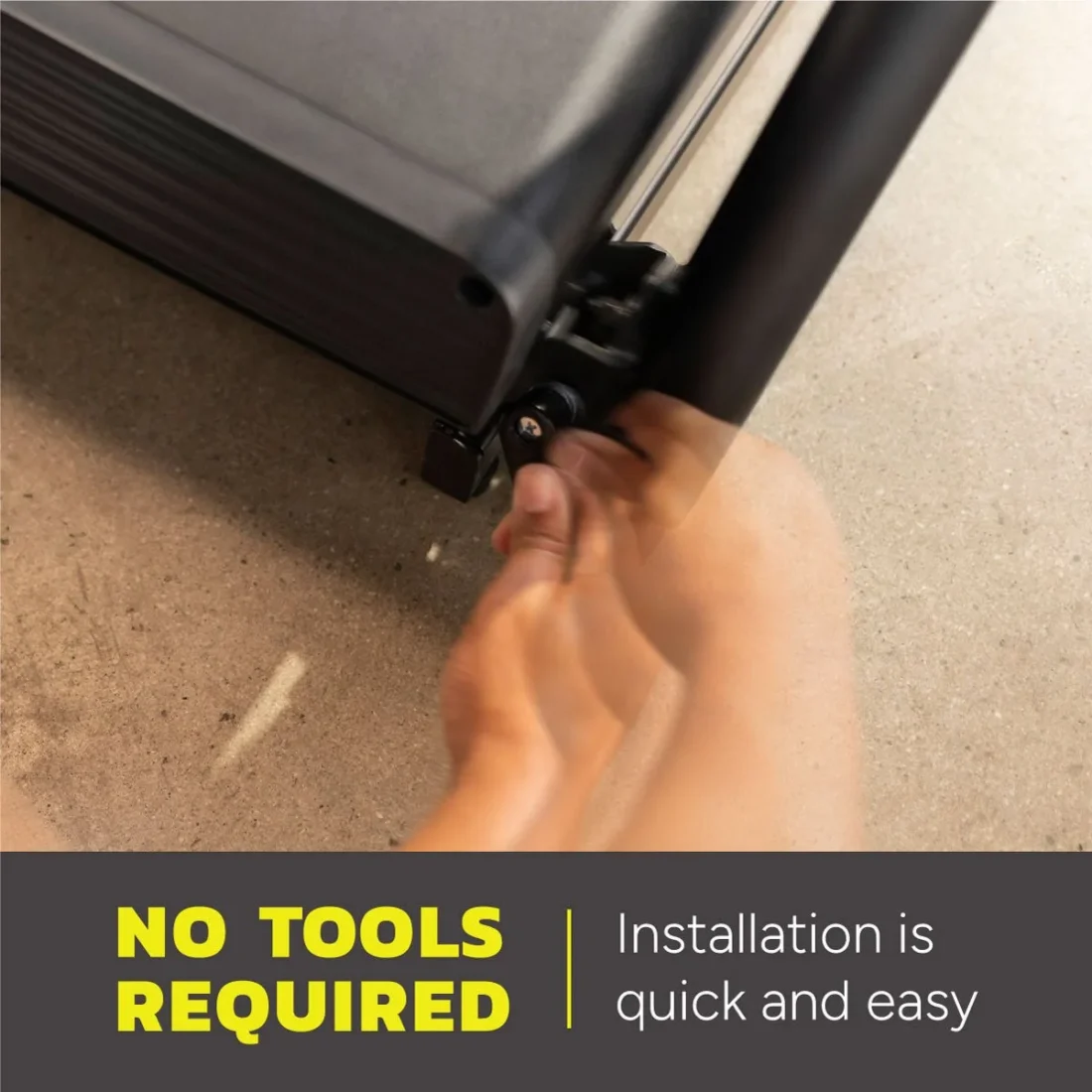 Hands tightening a Centr Runr-S frame knob — no tools required