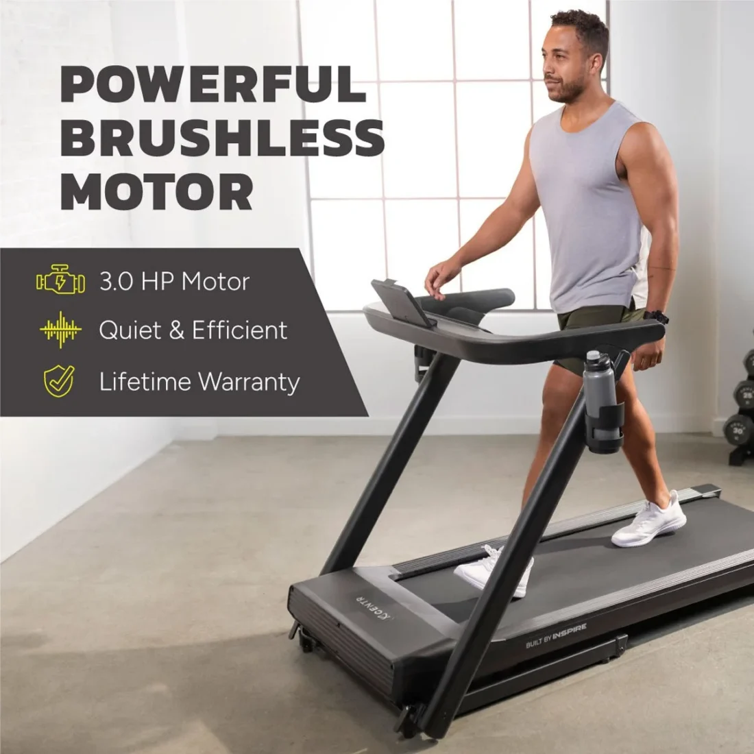 Man walking on the Centr Runr treadmill in a home gym