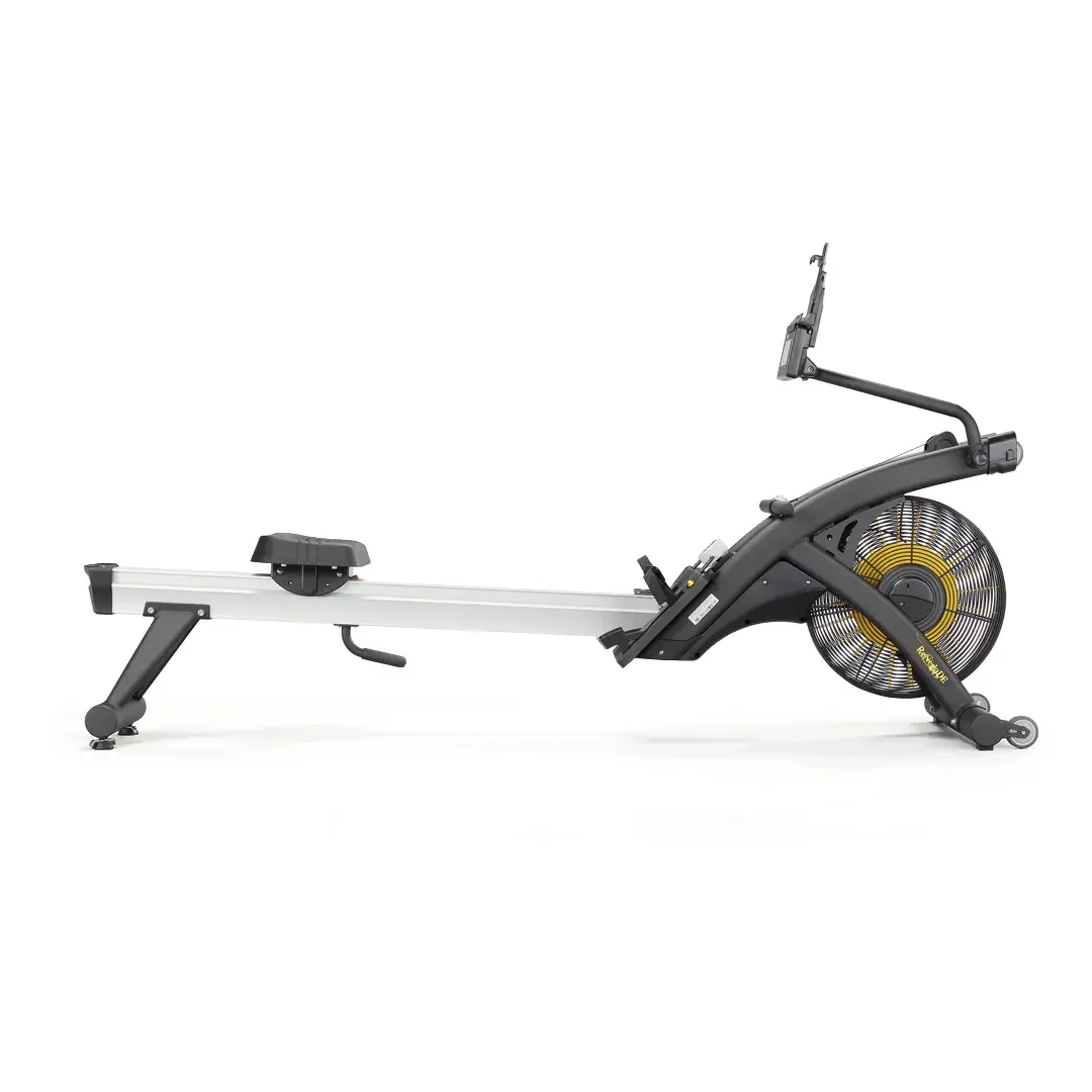 Side view of the Renegade Air Rower Mag showing the aluminum rail, ergonomic seat and swing-away console