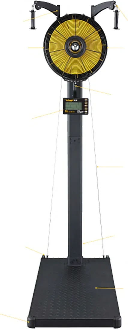 Front view of the Renegade Raptor Functional Trainer showing the rotating fan housing, console and support base