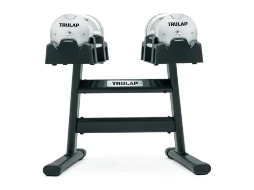 Trulap 8552 G4 dumbbell pair mounted on the G2 rack, front view
