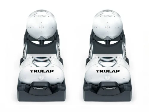 Trulap 8552 to 8592 Expansion Kit installed on a dumbbell pair, front view in the docking bases