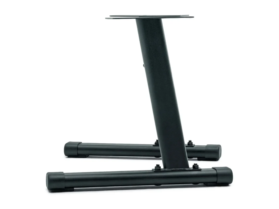 Side profile of the Trulap G2 rack showing the angled upright and wide base legs